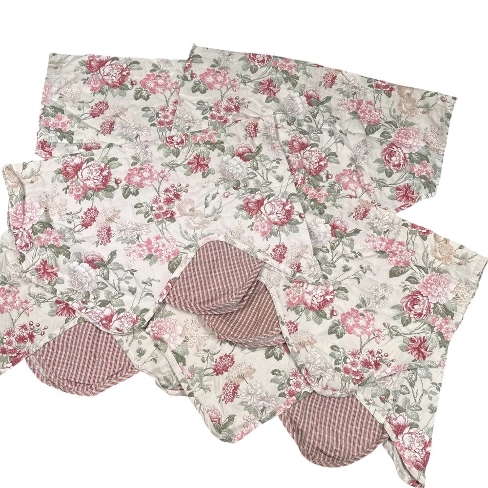 Set 6 Floral Scalloped Window Valances Cottagecore French Country Curtains